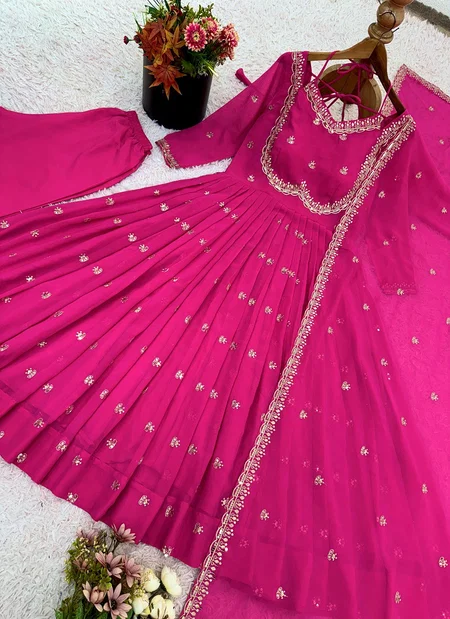 NSR 874 Heavy Faux Georgette With Heavy Embroidery And Sequance Work Top With Bottom Dupatta Wholesale Price In Surat